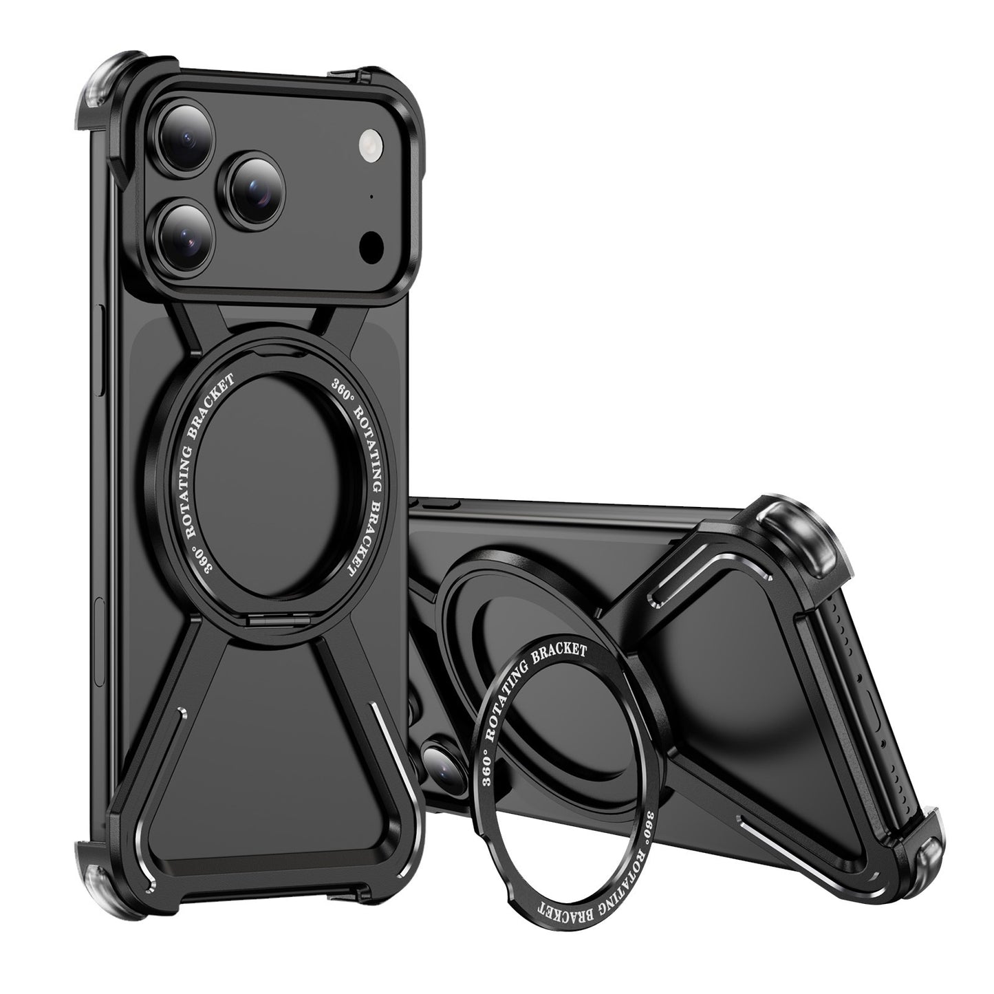 New Skeleton Metal Rotating Bracket Magnetic Phone Case