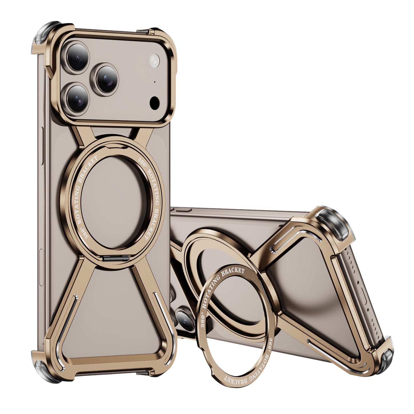 New Skeleton Metal Rotating Bracket Magnetic Phone Case