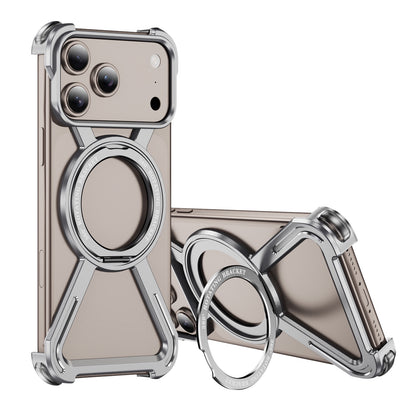 New Skeleton Metal Rotating Bracket Magnetic Phone Case