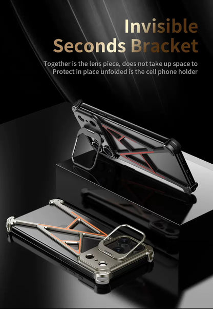 Innovative A-shaped Metal Lens Holder Phone Case