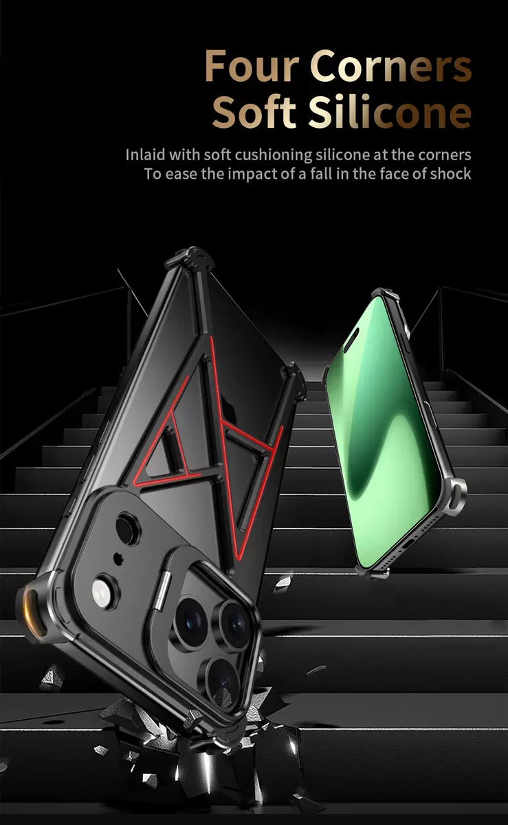 Innovative A-shaped Metal Lens Holder Phone Case