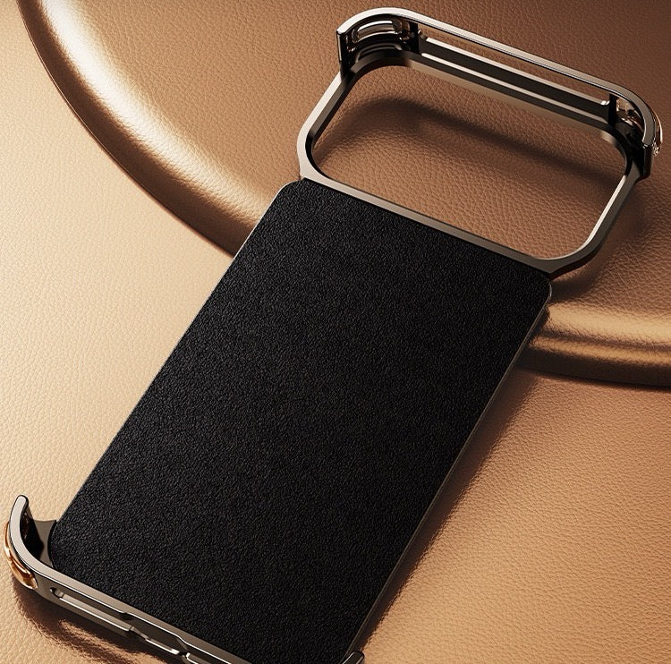 Luxury Genuine Leather Frameless Rotating Stand Phone Case