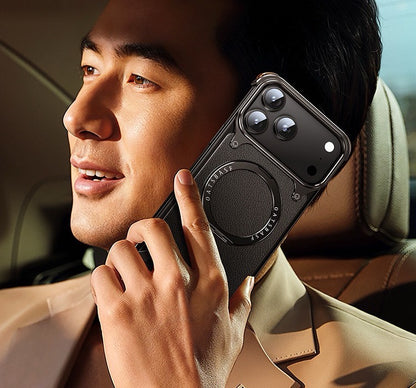 Luxury Genuine Leather Frameless Rotating Stand Phone Case