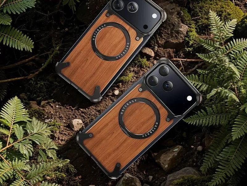Luxury Designed Magnetic Walnut Metal Phone Case