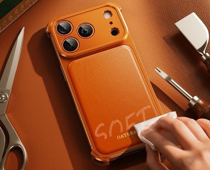 Luxury Metal Leather Borderless Magnetic Phone Case