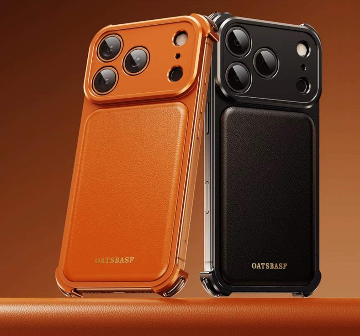 Luxury Metal Leather Borderless Magnetic Phone Case