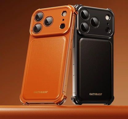 Luxury Metal Leather Borderless Magnetic Phone Case