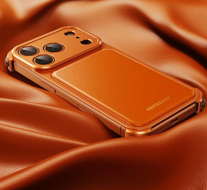 Luxury Metal Leather Borderless Magnetic Phone Case