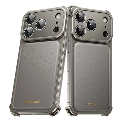 Luxury Metal Leather Borderless Magnetic Phone Case