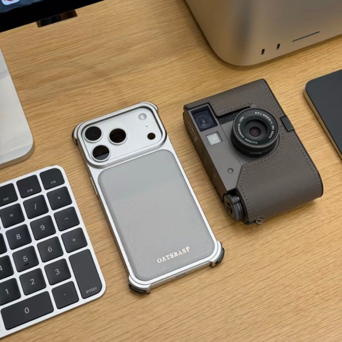 Luxury Metal Leather Borderless Magnetic Phone Case