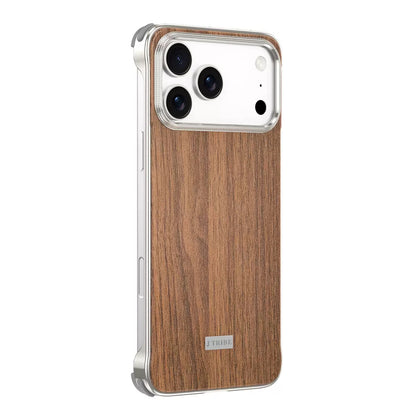 Metal Frameless Wood Grain Magnetic Phone Case