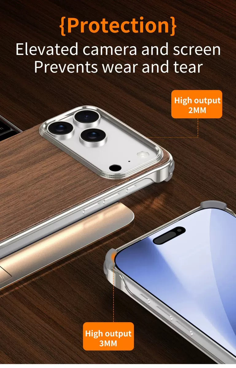 Metal Frameless Wood Grain Magnetic Phone Case