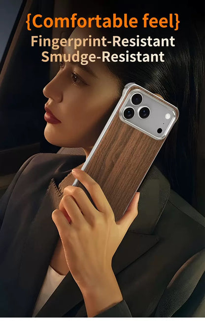 Metal Frameless Wood Grain Magnetic Phone Case