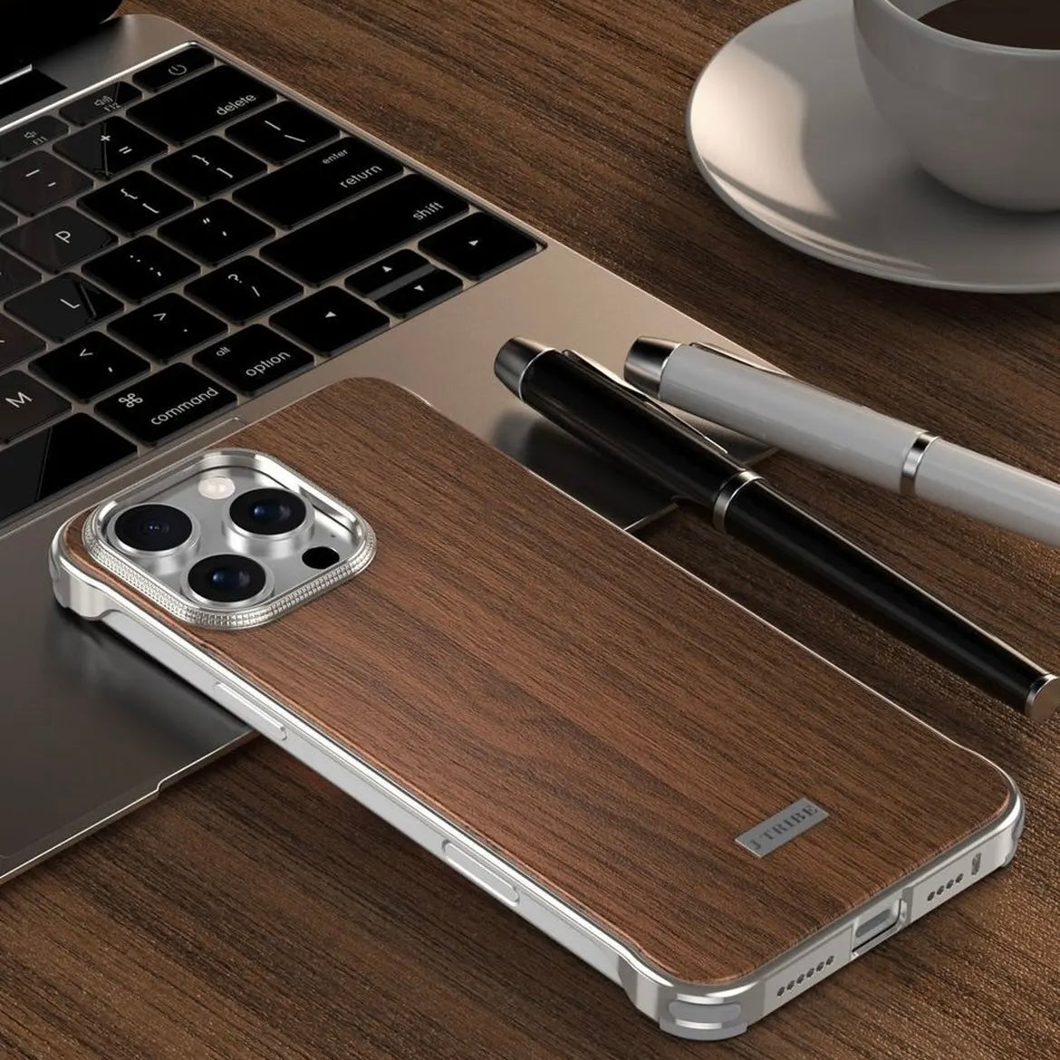 Metal Frameless Wood Grain Magnetic Phone Case