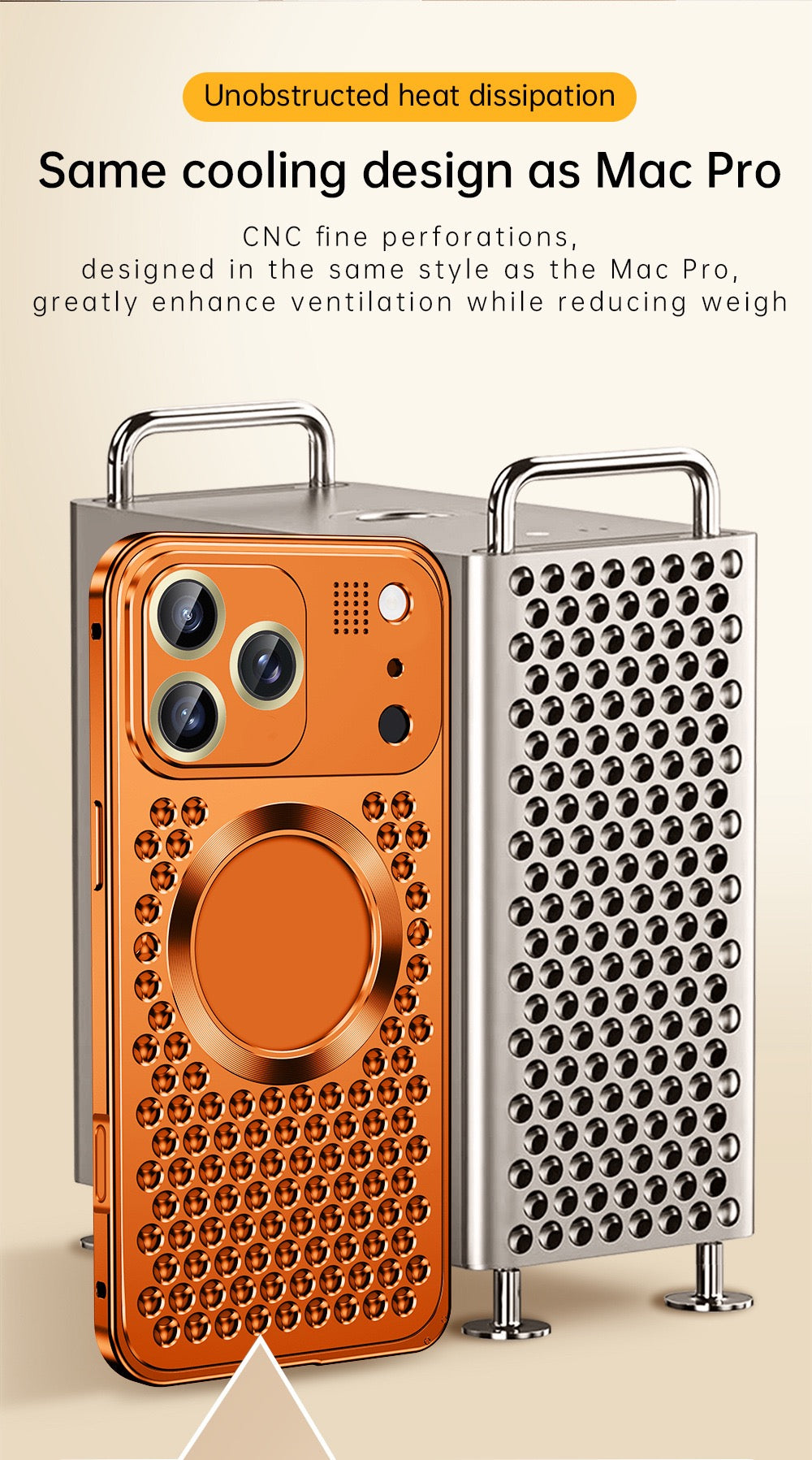 Super Cool Heat Dissipation Anti-fall Metal Magnetic Phone Case