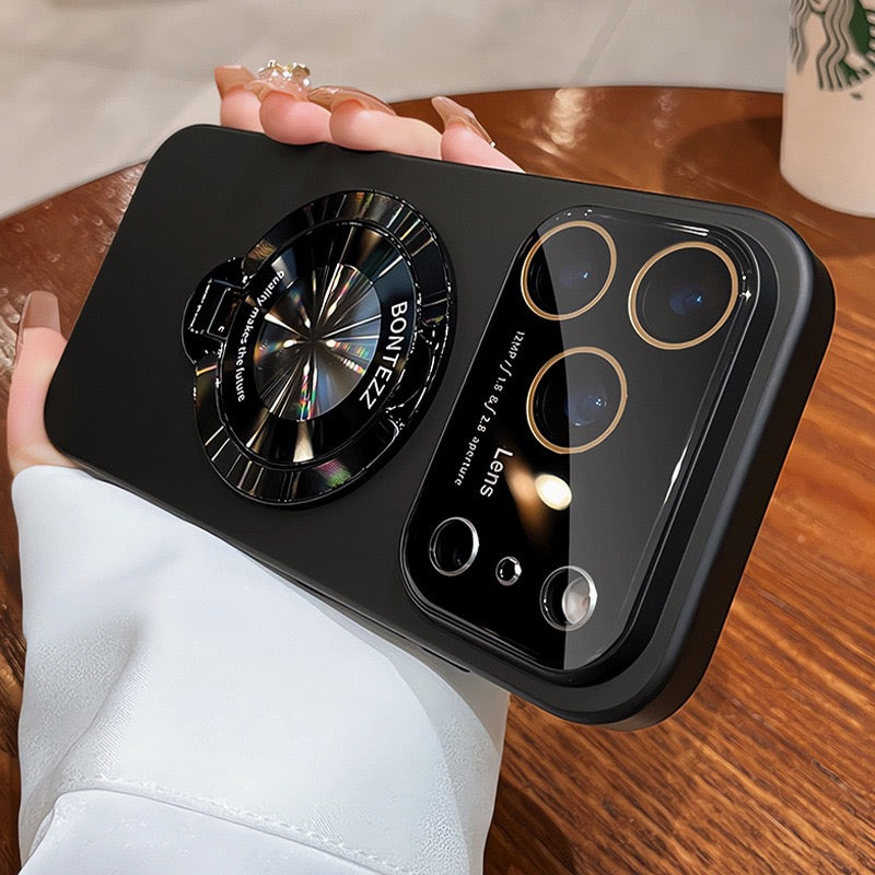 Fashion frosted lens protector bracket phone case