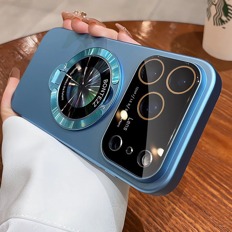 Fashion frosted lens protector bracket phone case