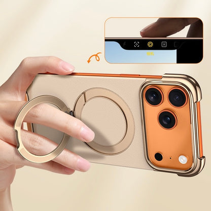 Brand New Plain Leather Borderless Magnetic Bracket Mobile Phone Case