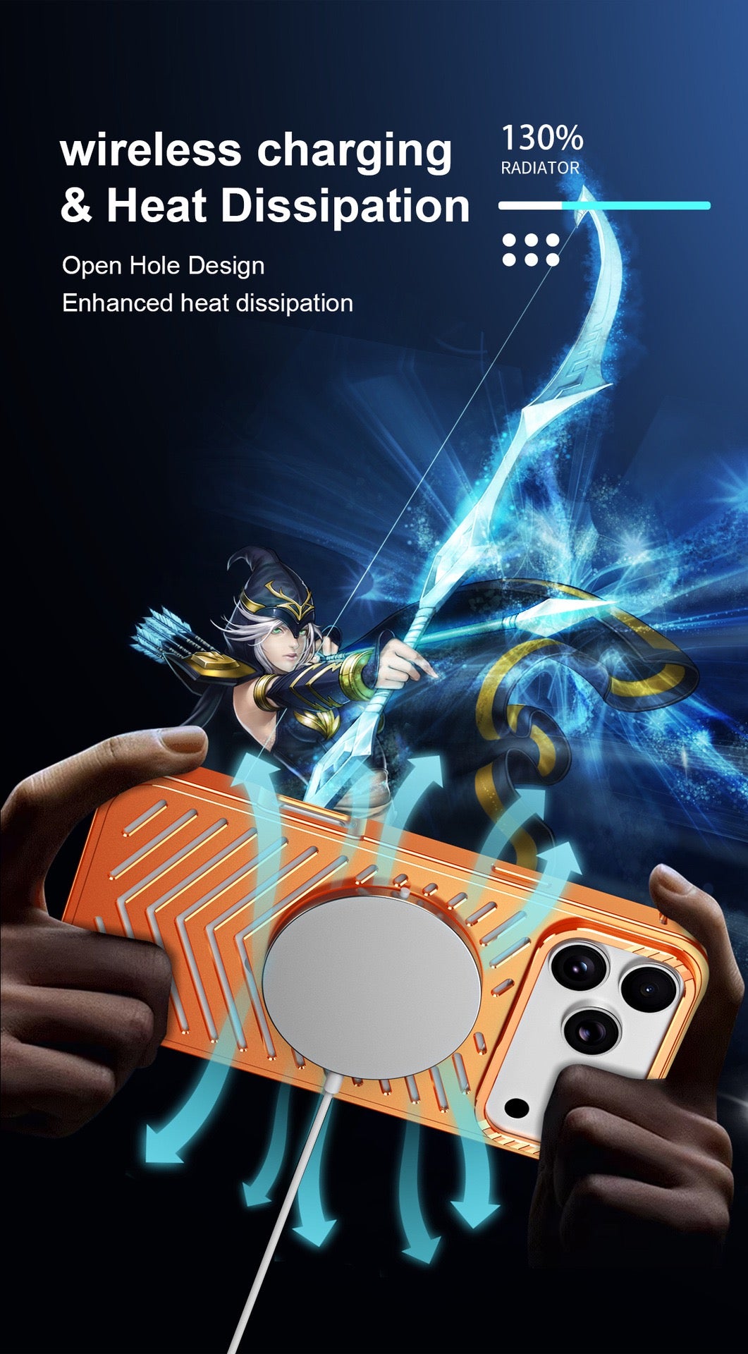 Ice-dazzling Magnetic Metal Buckle Heat Dissipation Phone Case