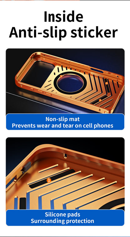 Ice-dazzling Magnetic Metal Buckle Heat Dissipation Phone Case