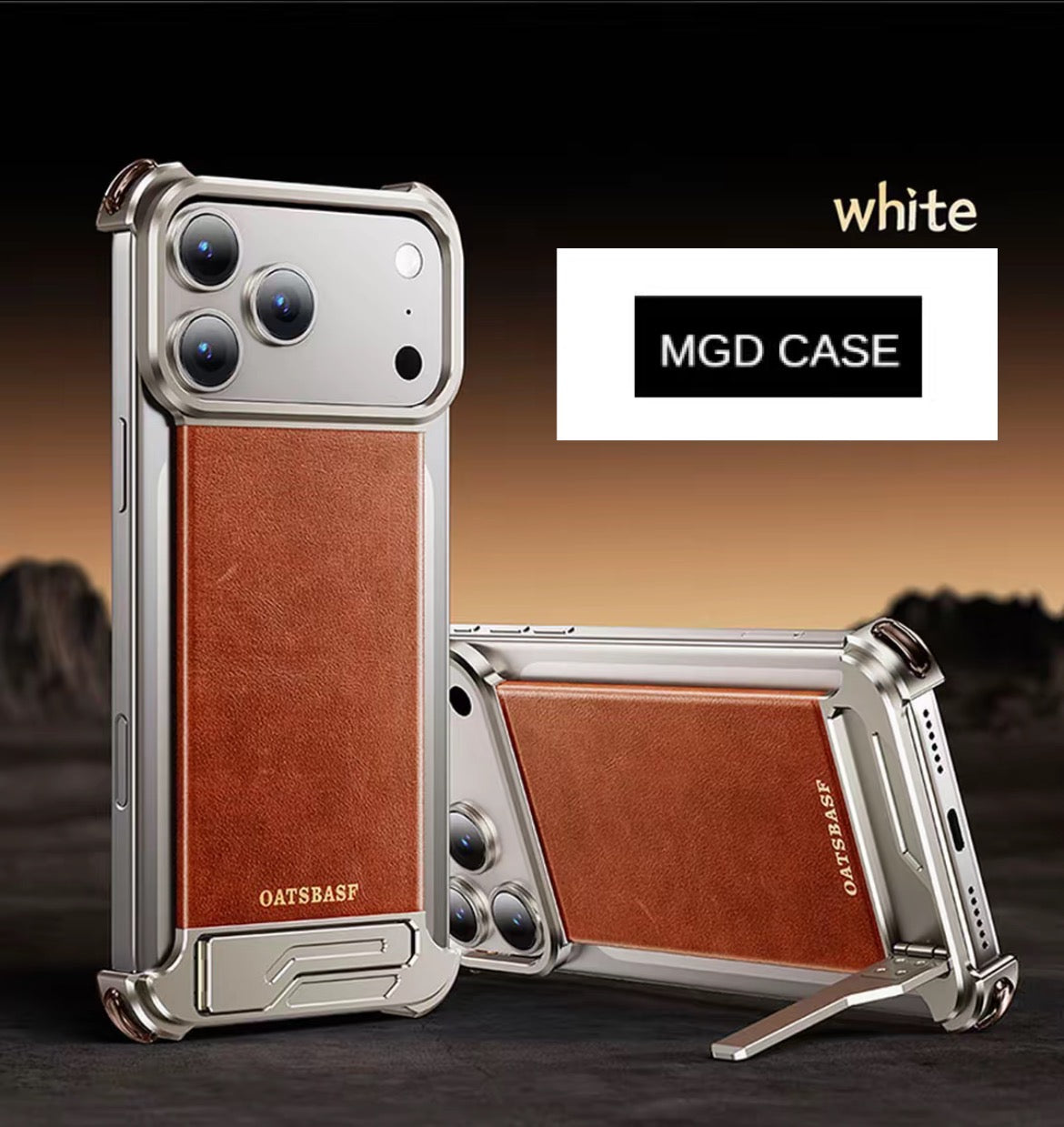 Metal Leather Hidden Bracket Magnetic Mobile Phone Case