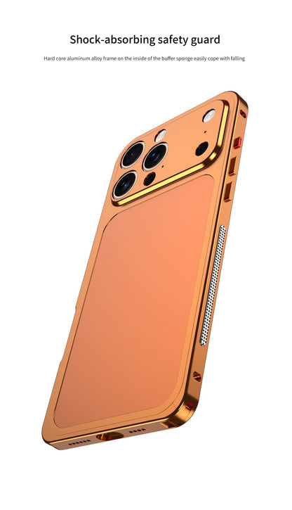 Metal frosted back panel heat dissipation frame magnetic phone case