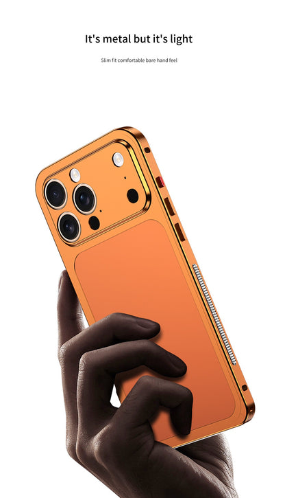 Metal frosted back panel heat dissipation frame magnetic phone case