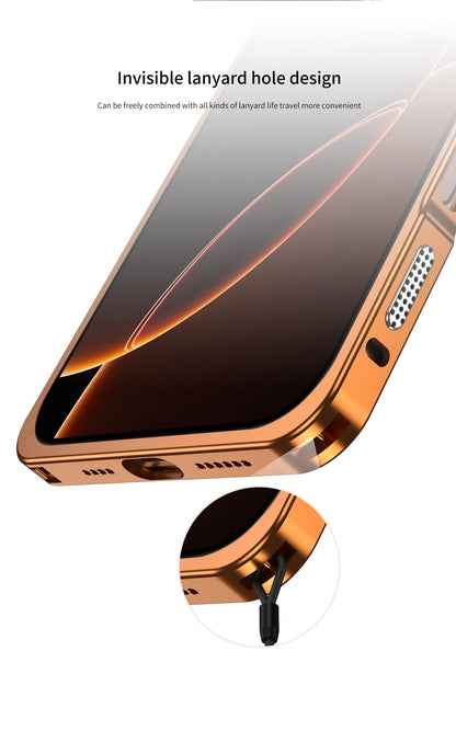 Metal frosted back panel heat dissipation frame magnetic phone case