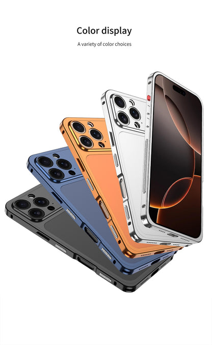 Metal frosted back panel heat dissipation frame magnetic phone case