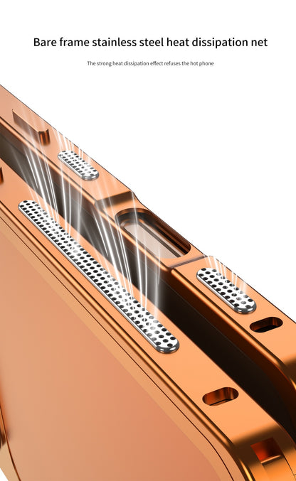 Metal frosted back panel heat dissipation frame magnetic phone case