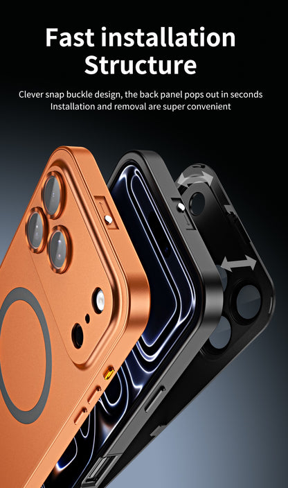 Eco-friendly alloy snap-on magnetic phone case