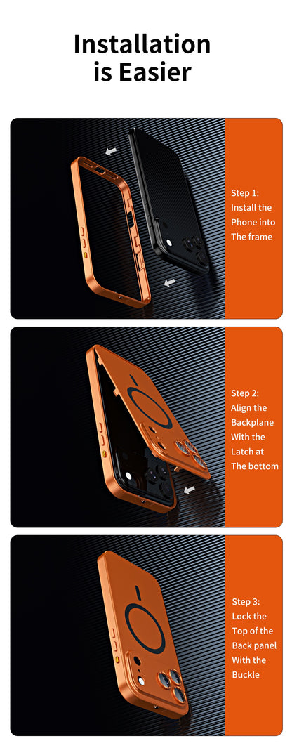 Eco-friendly alloy snap-on magnetic phone case