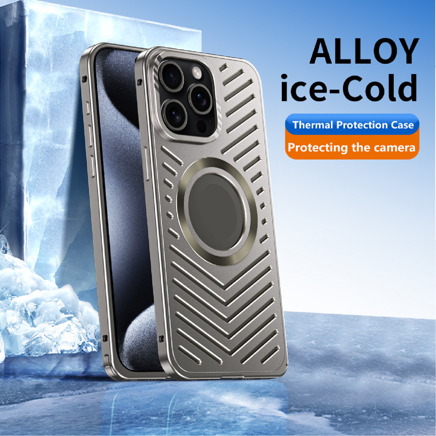 Ice-dazzling Magnetic Metal Buckle Heat Dissipation Phone Case