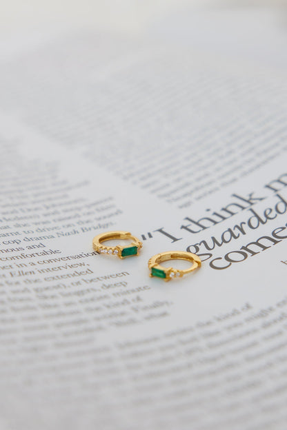 18K Gold Plated Eyes To The Soul Earrings Emerald