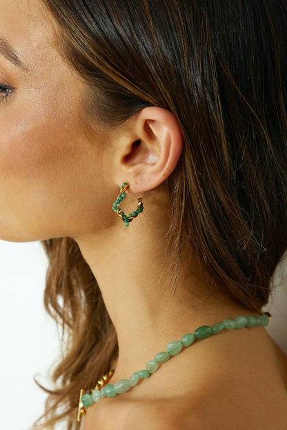 18k Gold Plated Exotic Gem Earrings Gold