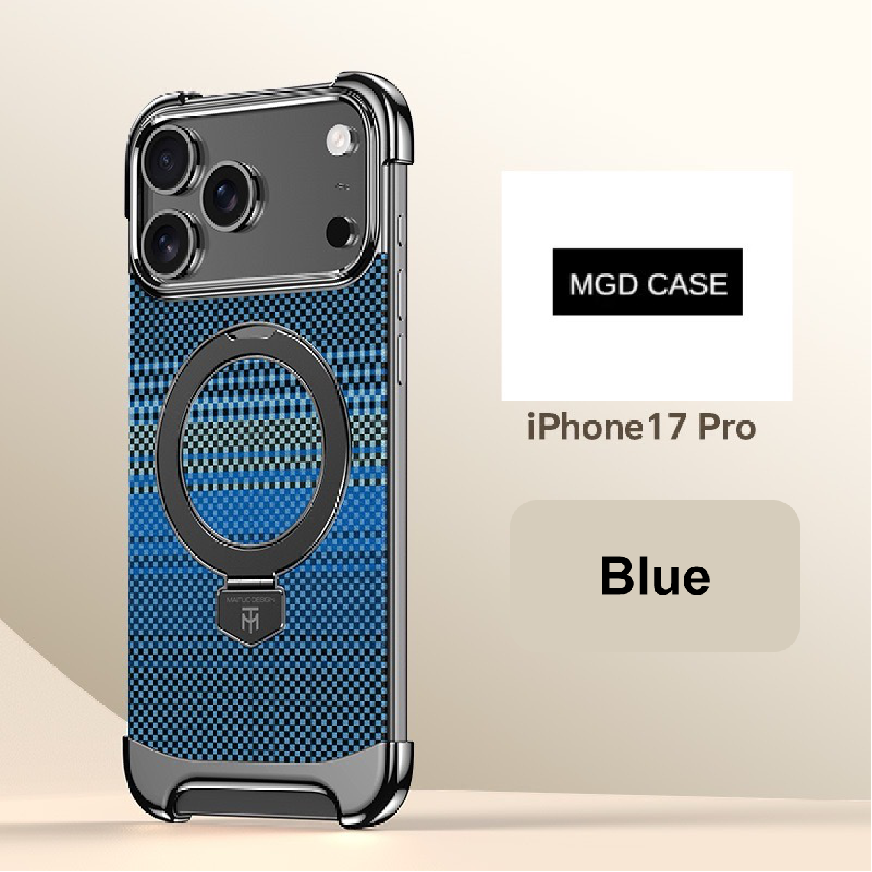 Noble Artistic Frame Carbon Fiber Pattern Magnetic Bracket Phone Case