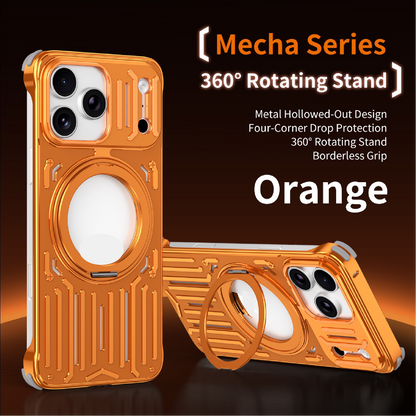 Mecha Series Metal Hollowed-out Heat Dissipation Magnetic Stand Phone Case