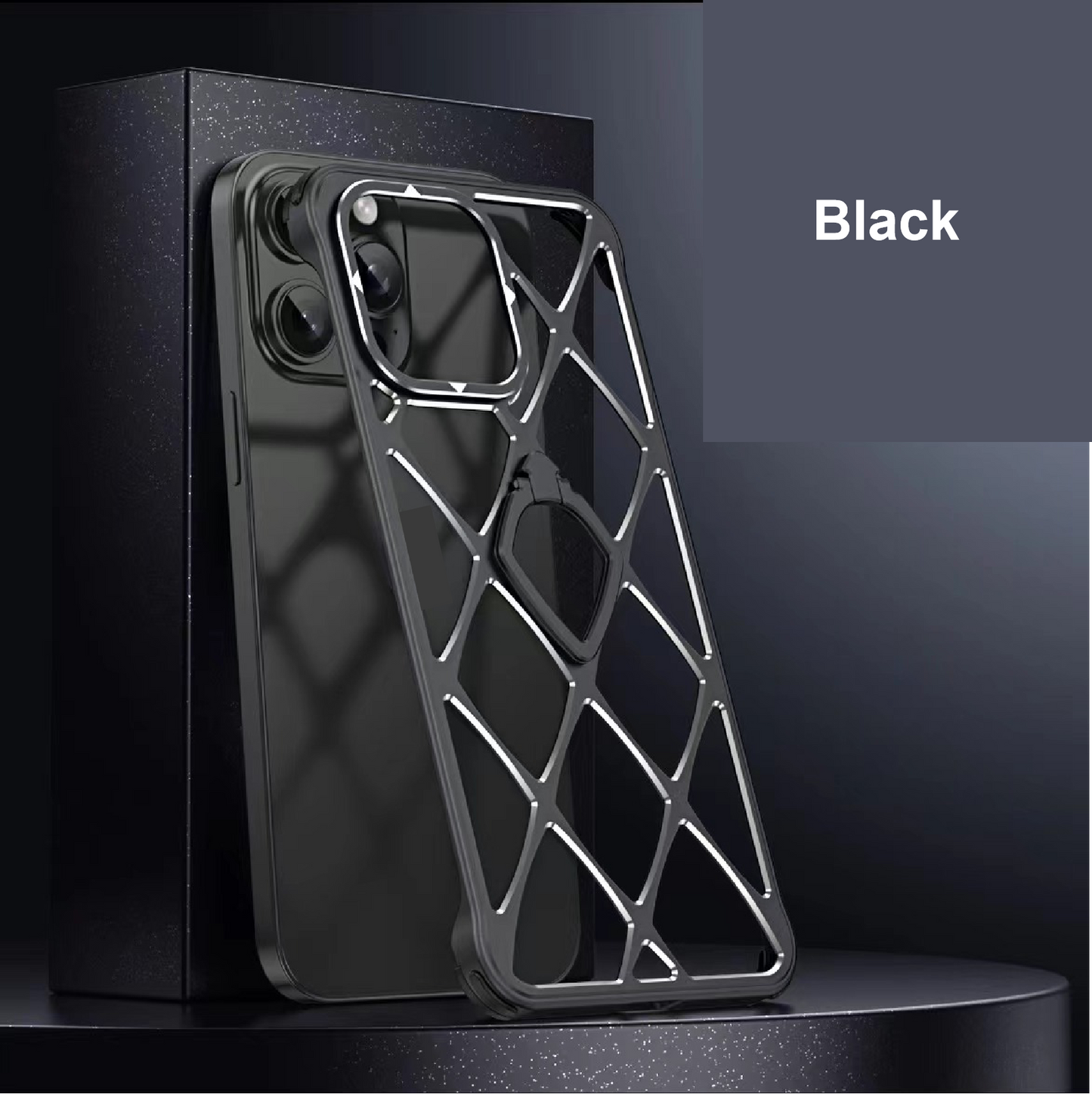 Alloy Diamond Grid Invisible Bracket Mobile Phone Case