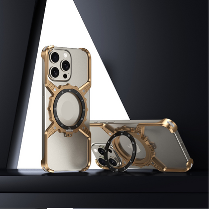 Mechanical Gear Luminous Rotating Bracket Magnetic Phone Case