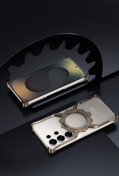 Mechanical Gear Luminous Rotating Bracket Magnetic Phone Case