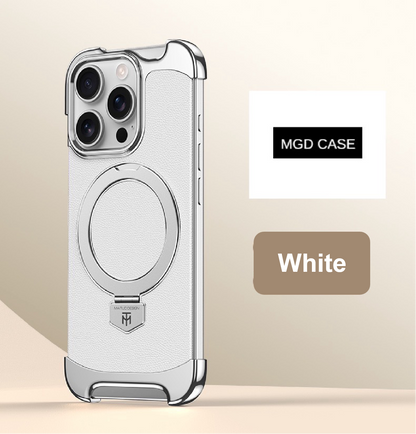 Brand New Plain Leather Borderless Magnetic Bracket Mobile Phone Case