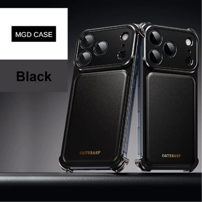 Luxury Metal Leather Borderless Magnetic Phone Case