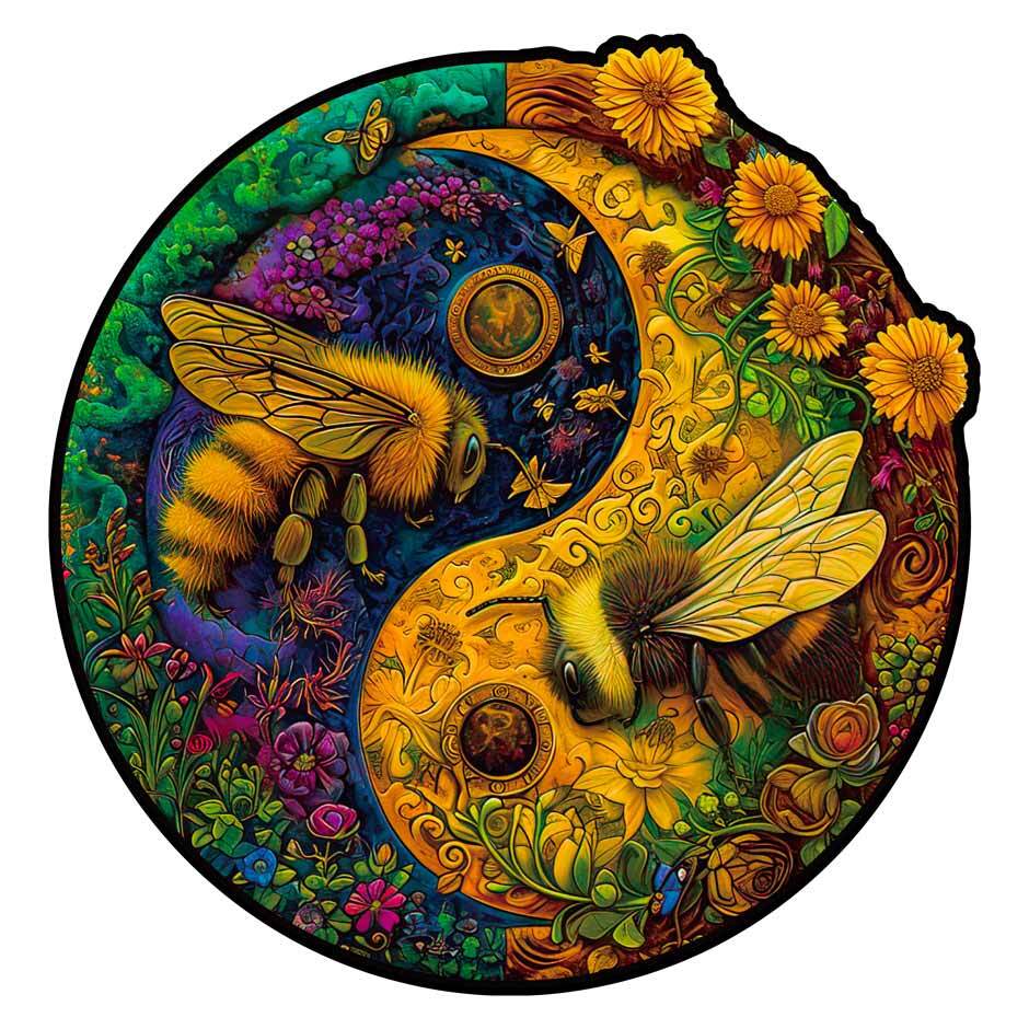 Pollinator Bees Yin-Yang - Jigsaw Puzzle