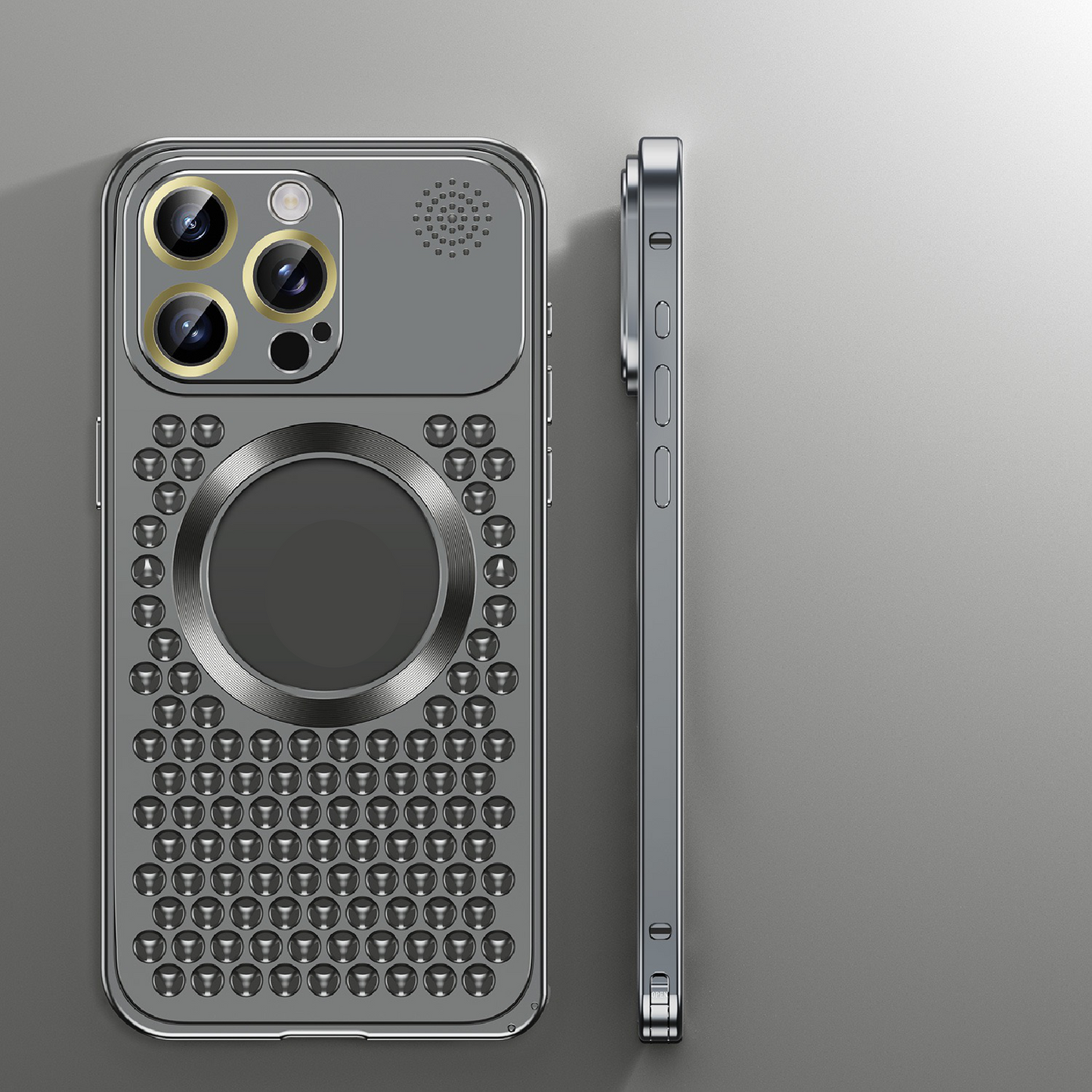 Super Cool Heat Dissipation Anti-fall Metal Magnetic Phone Case