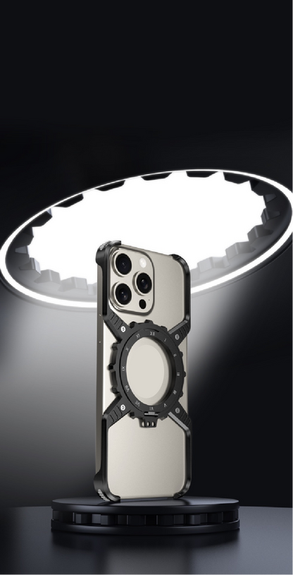 Mechanical Gear Luminous Rotating Bracket Magnetic Phone Case