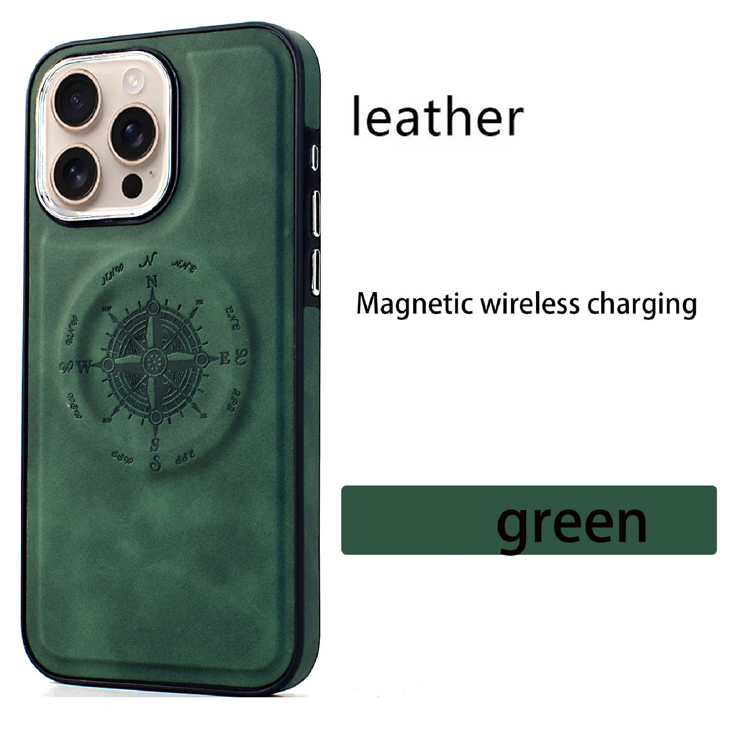Leather Nautical Compass Magnetic Anti-fall Phone Case