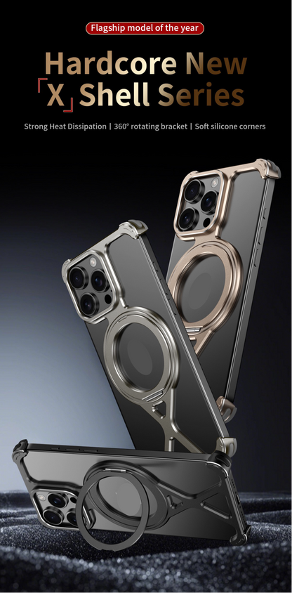 Personalized X-Line Styling Metal Magnetic Rotating Bracket Phone Case