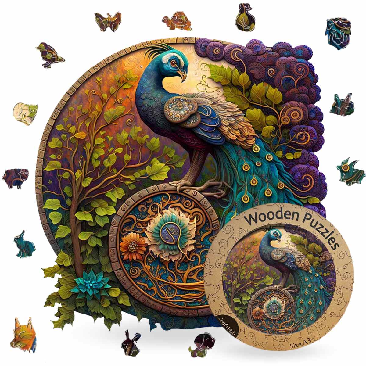 Peacock Yin Yang - Jigsaw Puzzle