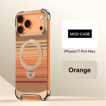 Noble Artistic Frame Carbon Fiber Pattern Magnetic Bracket Phone Case