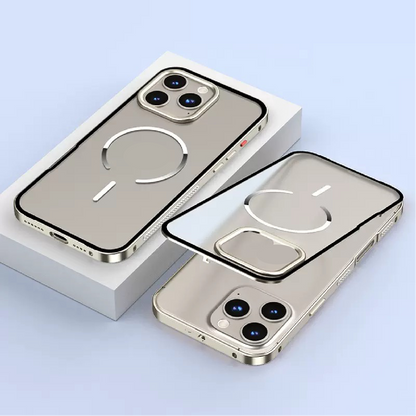 New Design Frosted Back Metal Frame Magnetic Anti-Fall Phone Case